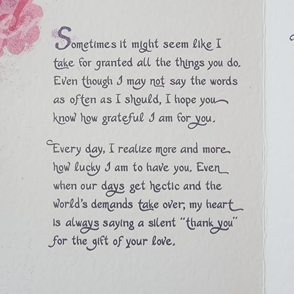 Blue Mountain Arts Wife Greeting Card R. Taylor Words of Love Deckle Edge Paper